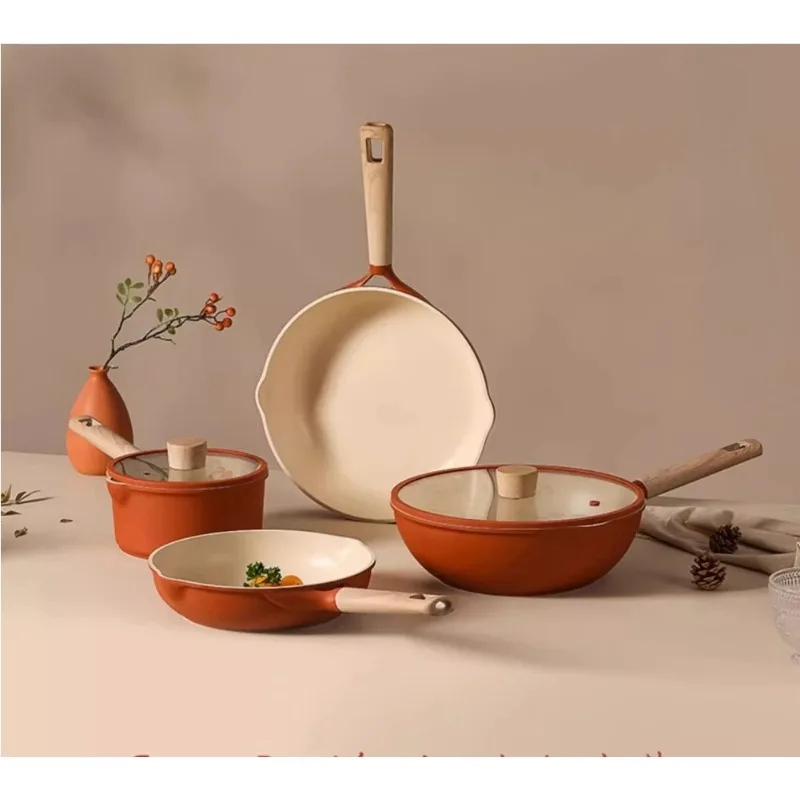 Three Piece Non Stick Cooking Pot Set Cooking Food Milk Pot Frying Pan Household Kitchen Cookware Set