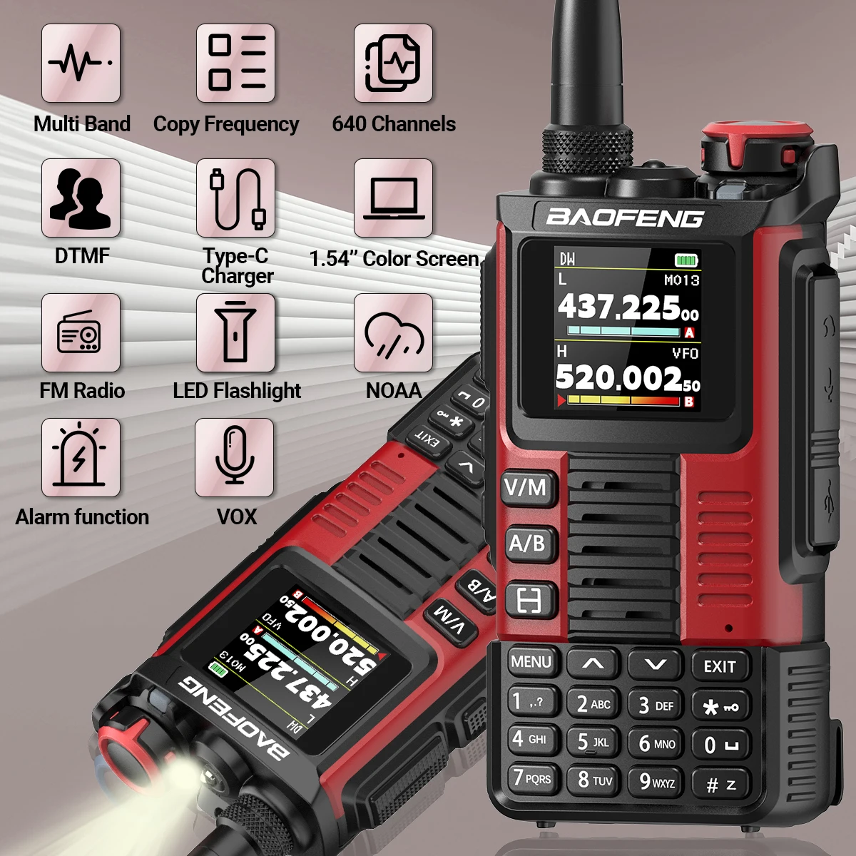 Baofeng UV-K67 PRO Walkie Talkies Long Range Multi Band DTMF Wireless Copy Frequency 640CH NOAA Type-C outdoor Ham Two Way Radio