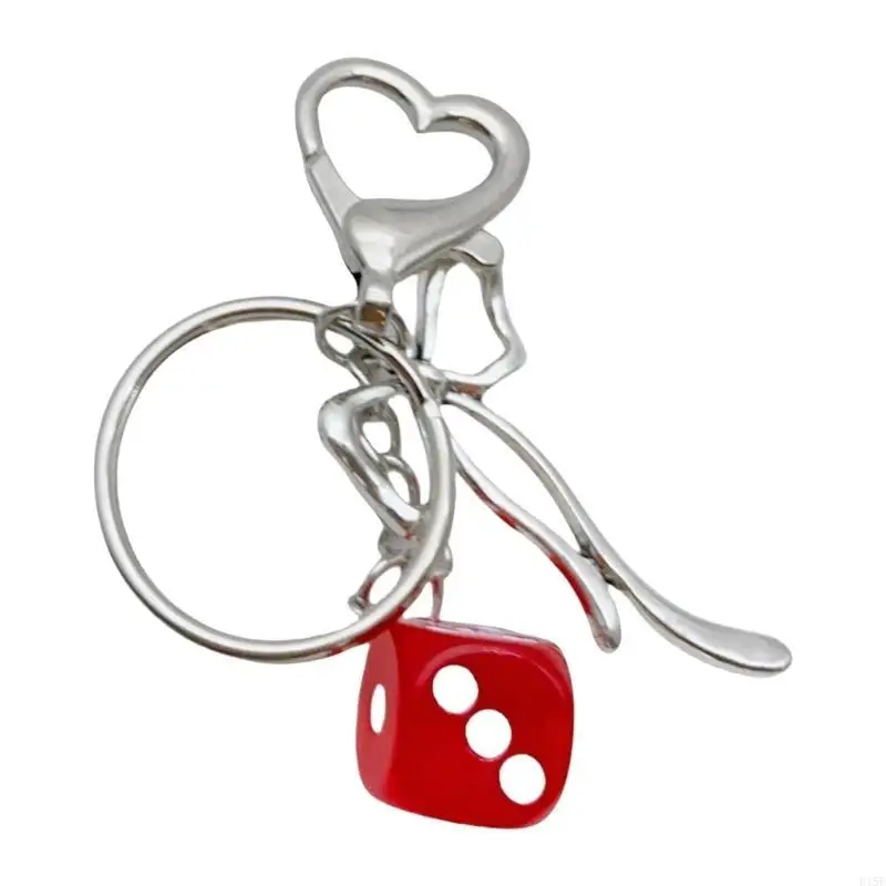 E15E Unique Dices and Bowknot Keychain Fashionable Keyring Bag Pendant Multipurpose Backpack Accessory for Daily Wear