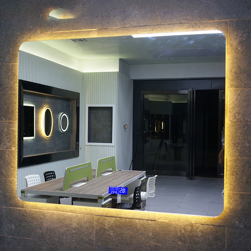 Imagem -04 - Led Espelho Tempo Display de Temperatura Inteligente Espelho Rádio Bluetooth Play Display Toque