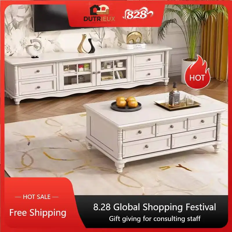Quality Arabic Luxury Coffee Tables White European Dining Living Room Coffee Tables Nordic Vintage Mesa De Centro Sala Furniture