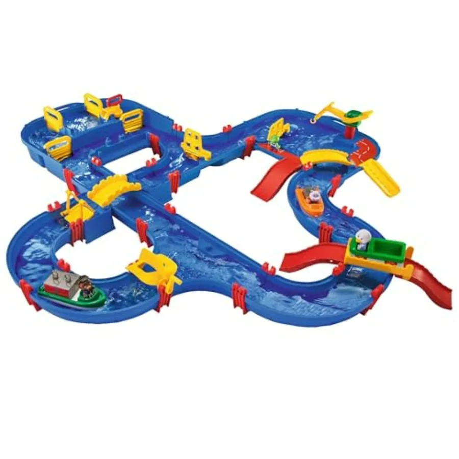 

Amphie World Water Playset for outdoor use, made of durable BPA-free plastic, blue and yellow color, includes splash pad and in