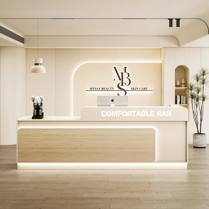 Modern White Reception Desk Office Bar Cashier Standing Counter Reception Desk Supermarket Mostrador Recepcion Shop Furniture