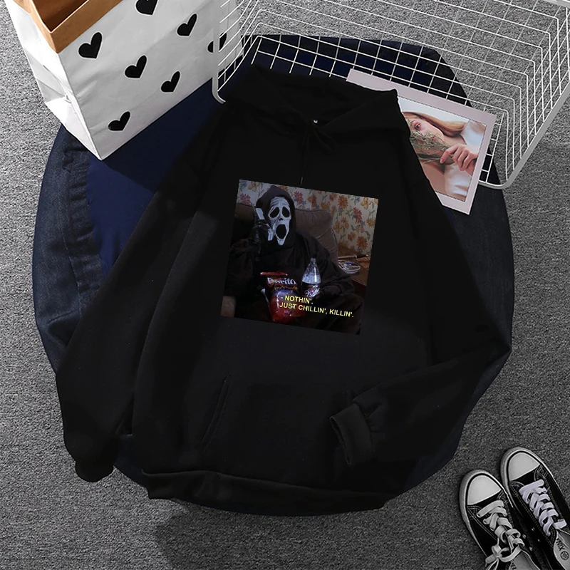 Y2k Punk Oversize Winter Fashion American High Street Skeleton Loose Grunge Skull Hooded Casual Tops Harajuku Women Sweatshirt