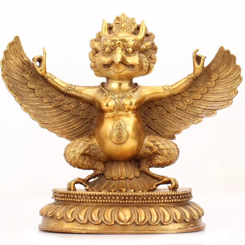 

26 CM large # HOME Talisman efficacious Protection # KAI GUANG exorcise evil spirits Garuda Dhwaja Garuda Dharma brass statue