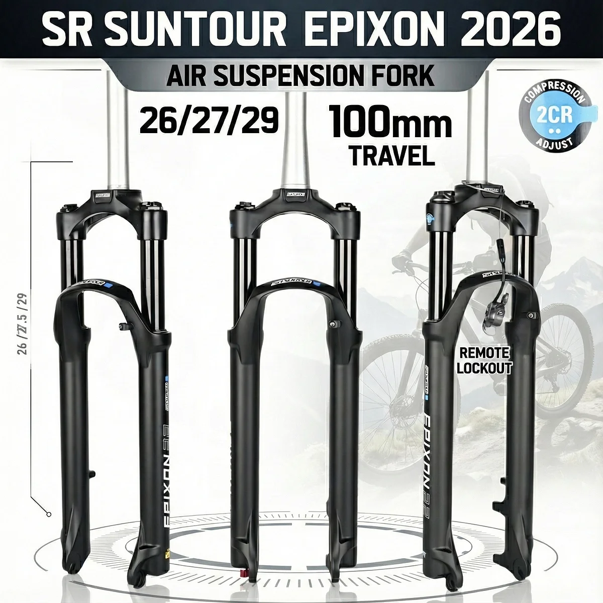 �y�Z�[�����zSR SUNTOUR EPIXON �G�A�T�X�y���V�����t�H�[�N 26/27.5/29�C���` 100mm�g���x�� �����[�g���b�N�A�E�g MTB�t�����g�t�H�[�N