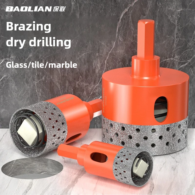BAOLIAN Automatic Discharge of Waste Material Hole Saw Hexagonal Shank Brazed Dry Ceramic Tile Diamond Drill Bit