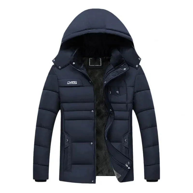 Winter Trendy Cold Proof Hood Jacket Outwear Washable Men Thermal Coat Solid Color for Outdoor Windproof Casual Male Outerwear