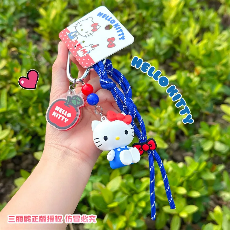 Cartoon Sanrio HelloKitty Red, Blue and White Classic Doll Graffiti Painting Board Groundmot TV Beaded Car Keychain Decoration