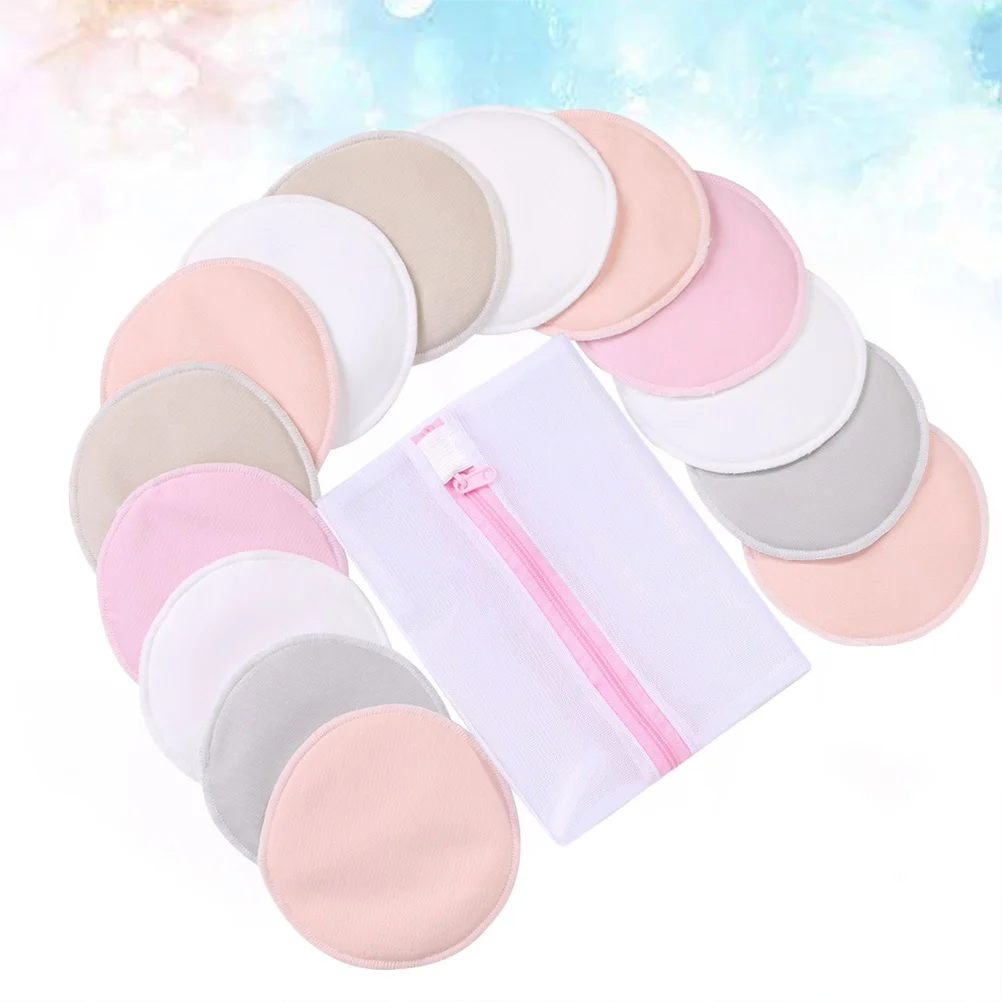 14Pcs 대나무 섬유 간호 패드 삼중층 세척 가능 통기성 안티 갈락토레아 모유 수유 패드 어머니용