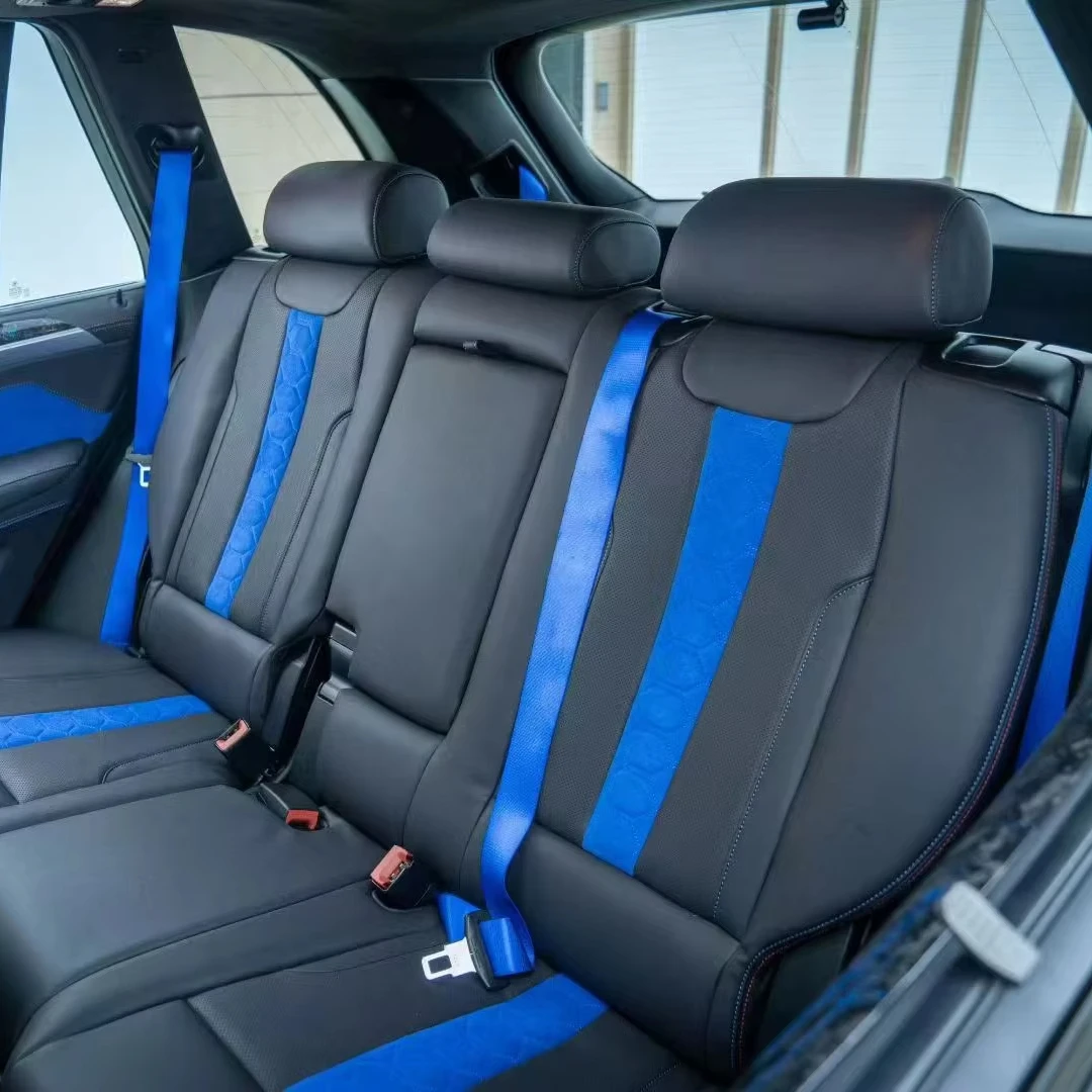 Hot-selling Front and Rear Seat Leather Covers Yellow and Blue with Red Background Seat Cover for bmw