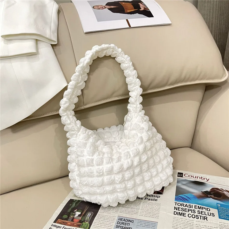 

Kpop Fashion Shoulder Bag For Women Designer Pleated Cloud Bag Versatile Light Weight ladies Handbag Large Capacity Trend totes