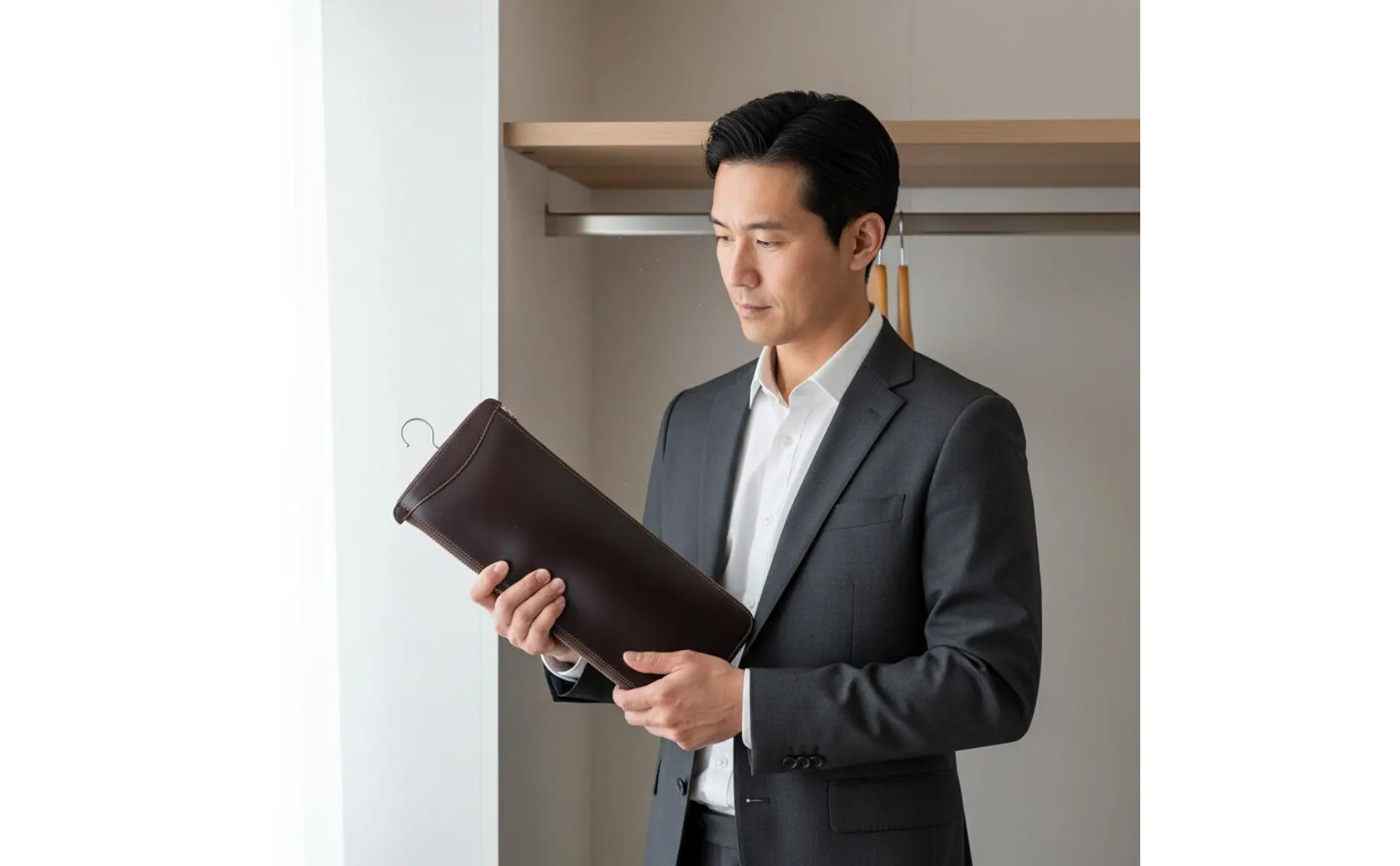 Leather Tie Travel Case Hook Design Leather Tie Box Necktie Storage Box Slim for Travelers