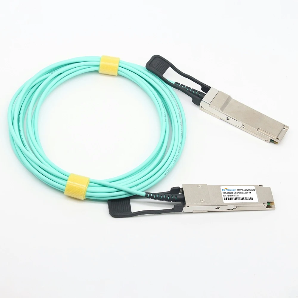 100Gb QSFP28 AOC Cable 1m~100m 100Gbps QSFP28 to QSFP28 Active Optical Cable For Cisco,MikroTik,Juniper,Dell,Zyxel..Fiber Switch