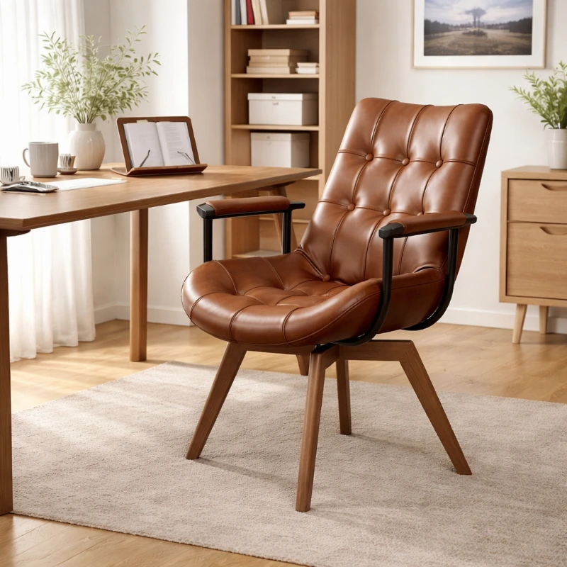 

Ретро-компьютерное кресло из массива дерева, вращающееся офисное кресло, роскошное кресло для учебы, удобное кресло с поддержкой спины для дома