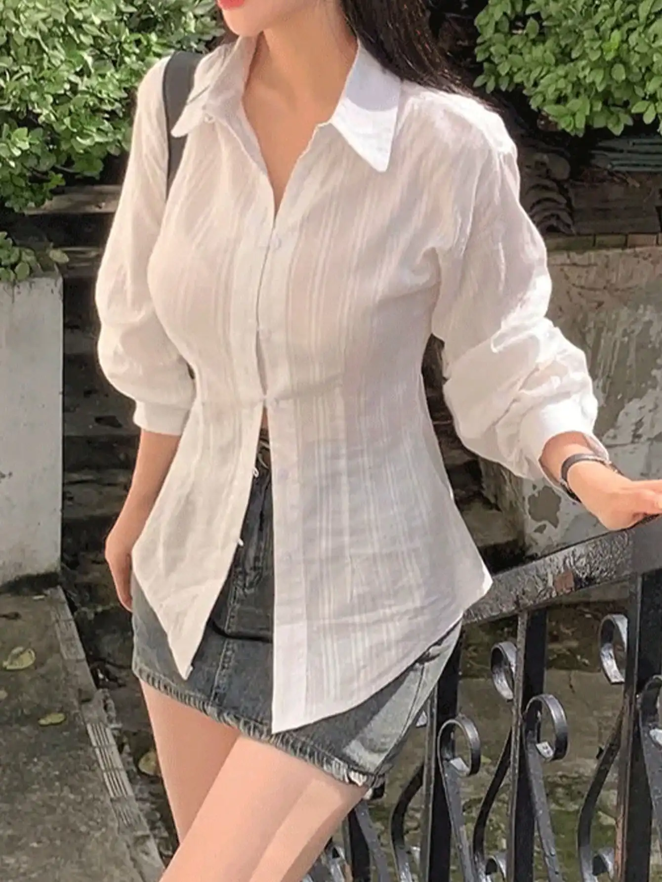 

Korean Chic Thin Outwear for Women Autum 2024 New Style Cut Out Crochet Design Loose Top