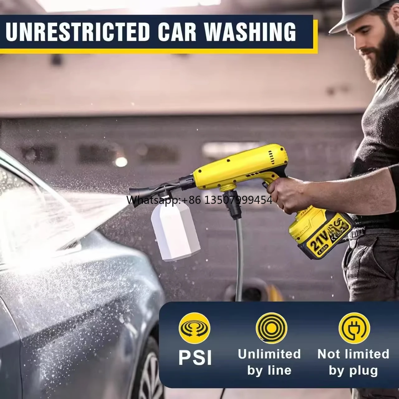 Hot Selling Cordless 200w Handheld Portable High Pressure Car Washer Gun for Car/Yard/Fence/Wall