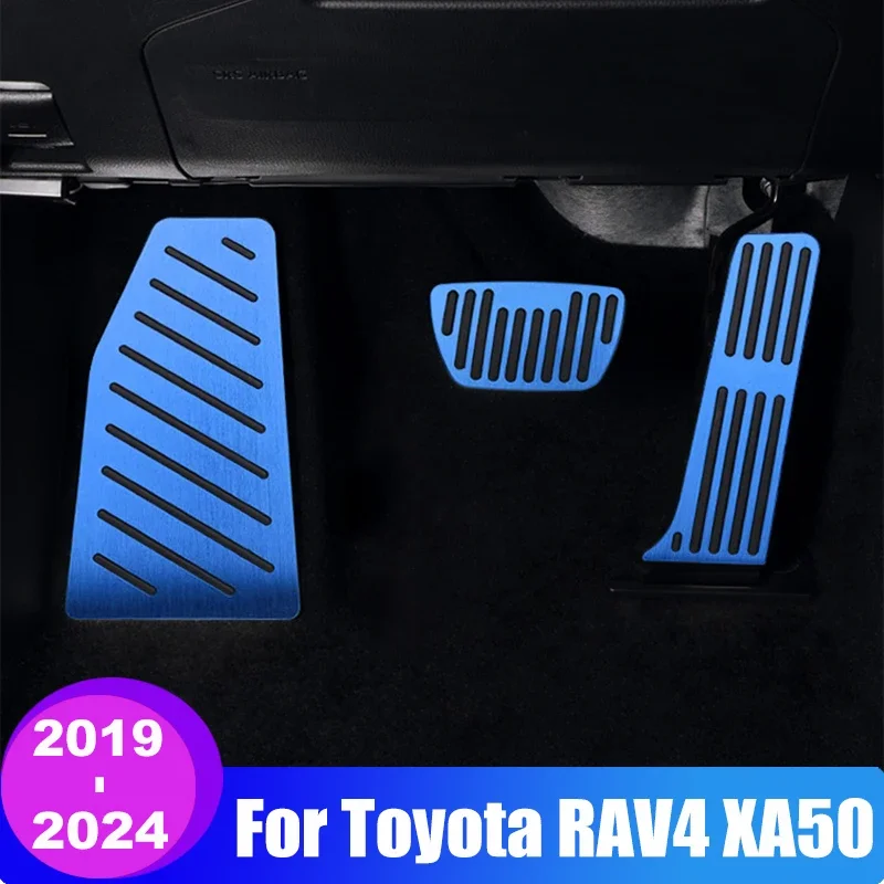 

For Toyota RAV4 RAV 4 XA50 2019-2021 2022 2023 2024 Aluminum Car Accelerator Fuel Brake Pedals Footrest Pedal Plate Cover Pads