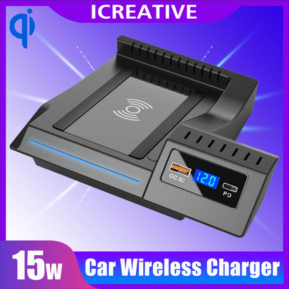 12V For Mercedes Benz C Class GLC W205 AMG C43 C63 AMG GLC 43 GLC63 X253 Car Wireless Charger Fast Charging Accessories2014-2020