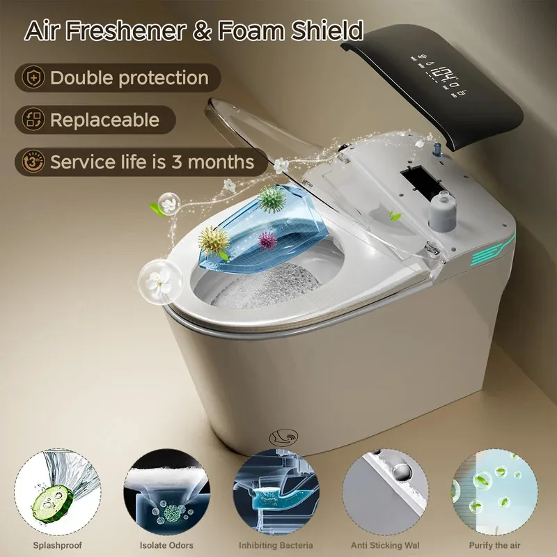 Smart Toilet with Bidet Built-in Elongated One-Piece 1.28GPF Dual Auto Flush Instant Warm Water Foam Dispenser