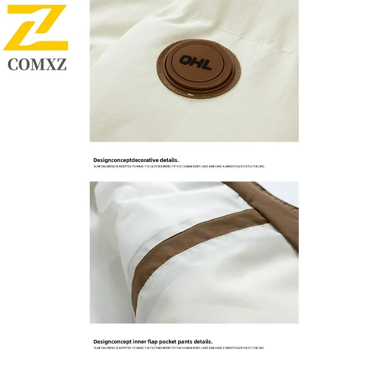 COMXZ سترة مبطنة دافئة الوقوف طوق فضفاض عادية يندبروف السفر الشتاء سترة الشارع الحد الأدنى الحشو معطف ملابس للرجال