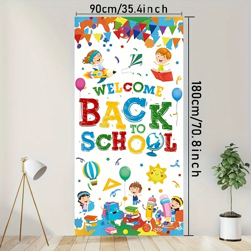 Welcome Back To School Door Banner,White First Day Of School Decoration, Classroom & Party Supplies, Indoor/Outdoor Wall Hanging