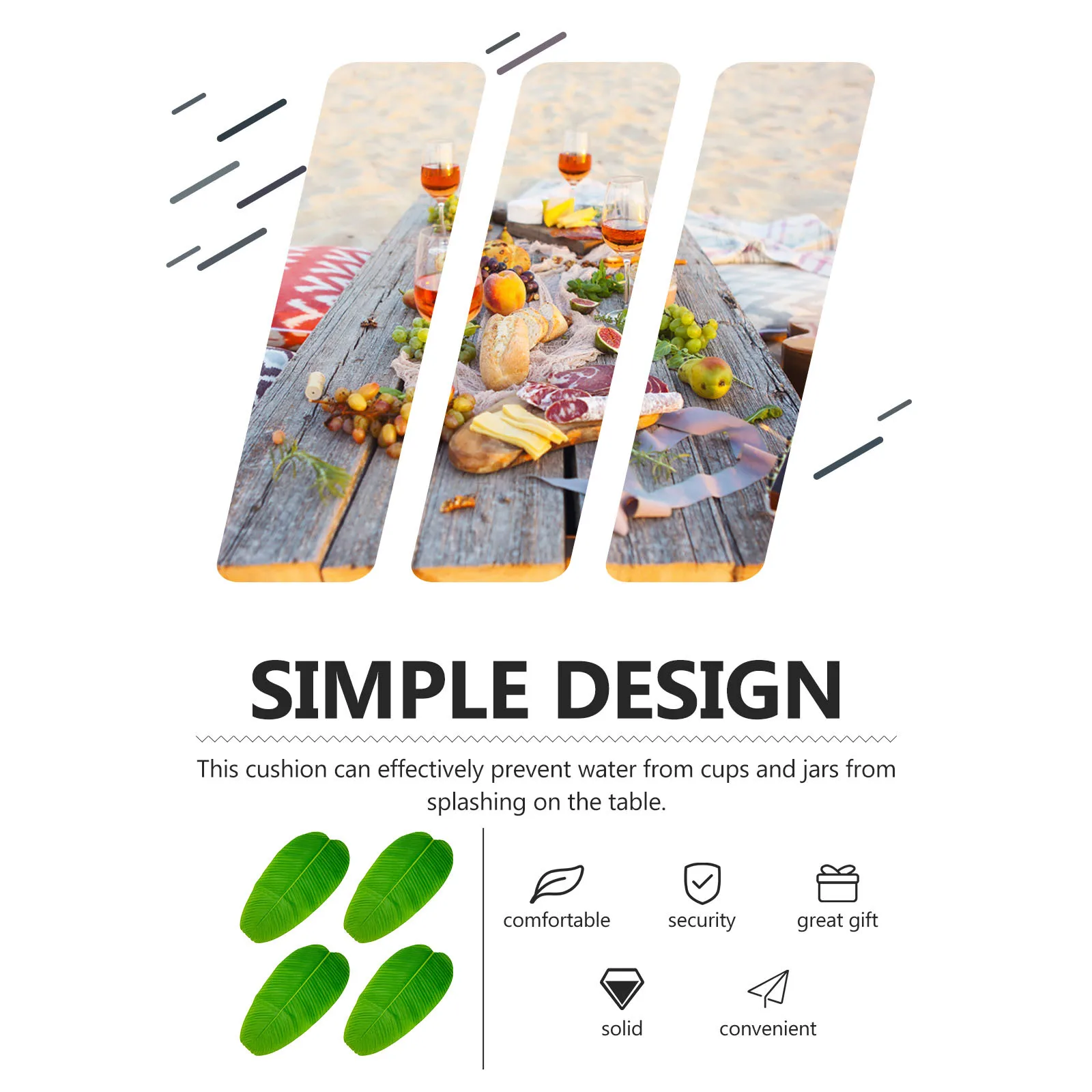 

4Pcs Leaf Coasters Heat Insulation Placemats Anti-Heat Cup Mats for Home Restaurant Office Decorative Leaf Design