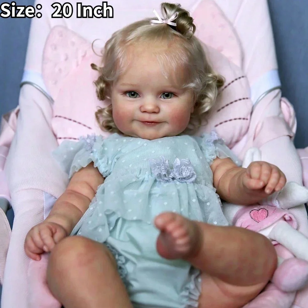 دمية تولد من جديد 50 سم - جسم فتاة من الفينيل السيليكوني بالكامل - 20 بوصة ثلاثية الأبعاد مطلية بالجلد لعبة دمية واقعية هدية عيد الميلاد