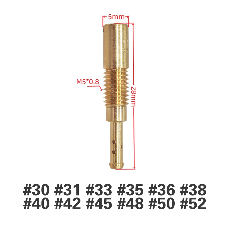 N424-74C 12pcs Set of M5X0.8mm Motorcycle Pilot Slow Idle Jet Kit For Keihin PZ19 50cc 80cc 100cc Pb16/18/2030-52