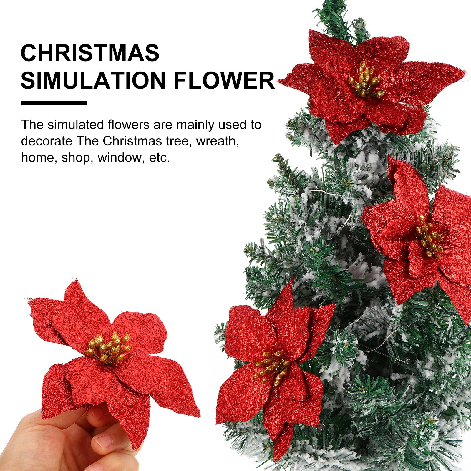 

12Pcs Xmas Tree Flower Decor Simulation Christmas Blossoms for Party Decoration Home Interior Shopping Mall Window Display Event