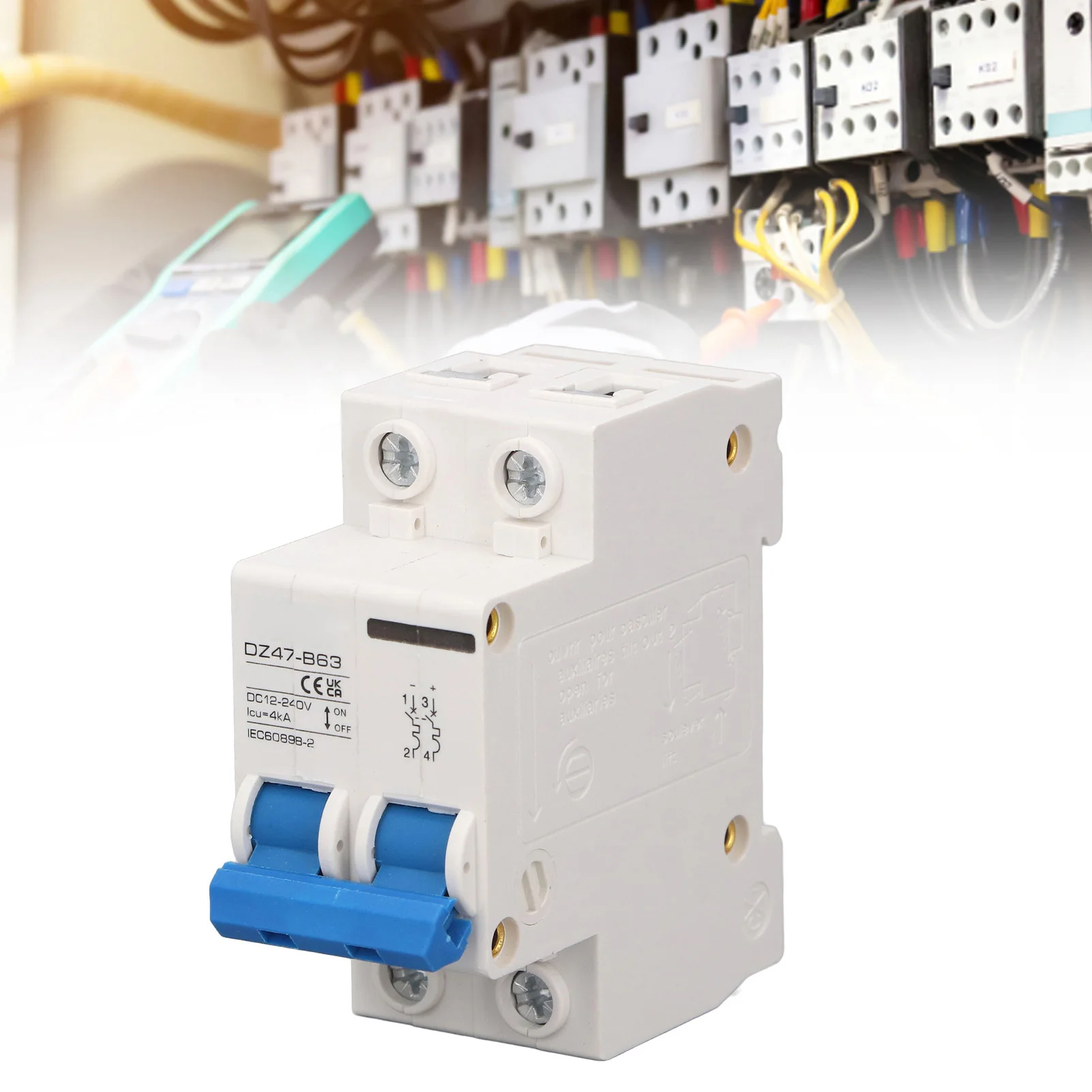 2P Photovoltaic DC Circuit Breaker High Sensitivity Overload Protection Switch DC12-240V 4KA