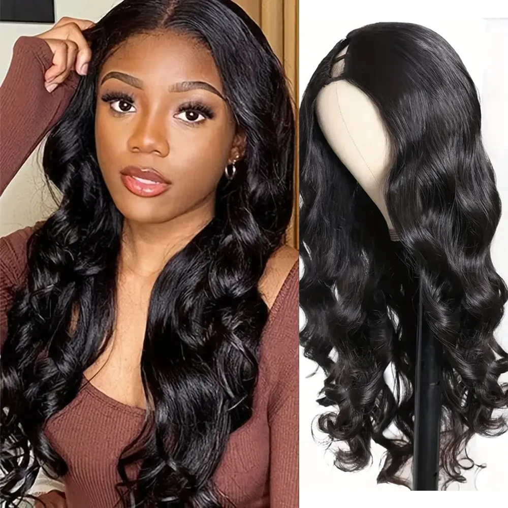 V Part Wigs Body Wave Brazilian Virgin Human Hair Wig For Black Women Upgrade U Part Wigs Full Head Clip In Half Wig V Shape Wig