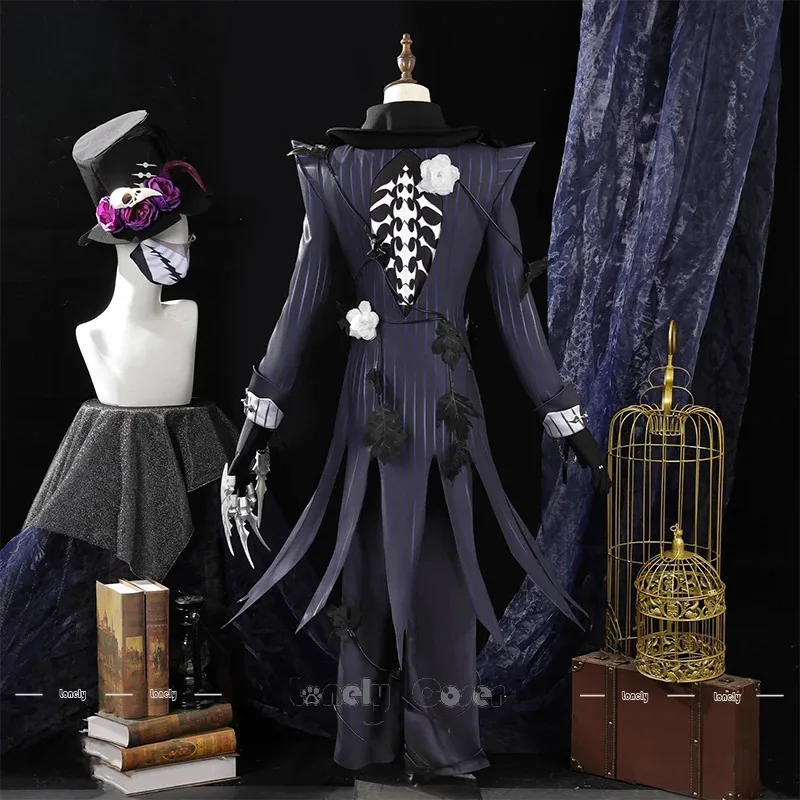 CyIdentity V الممزق جاك العظام السوداء تأثيري حلي شعر مستعار معطف قبعة قناع مخالب الدعائم مجموعة كاملة للرجال النساء الفتيات حفلة كرنف