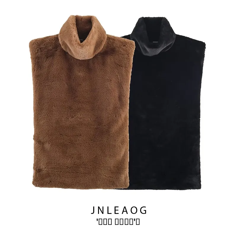 

Faionable Pure Color f Женский топ с высоким воротником и скользящим воротником JNLEAOG, осенний новый свободный крой из полиэстера