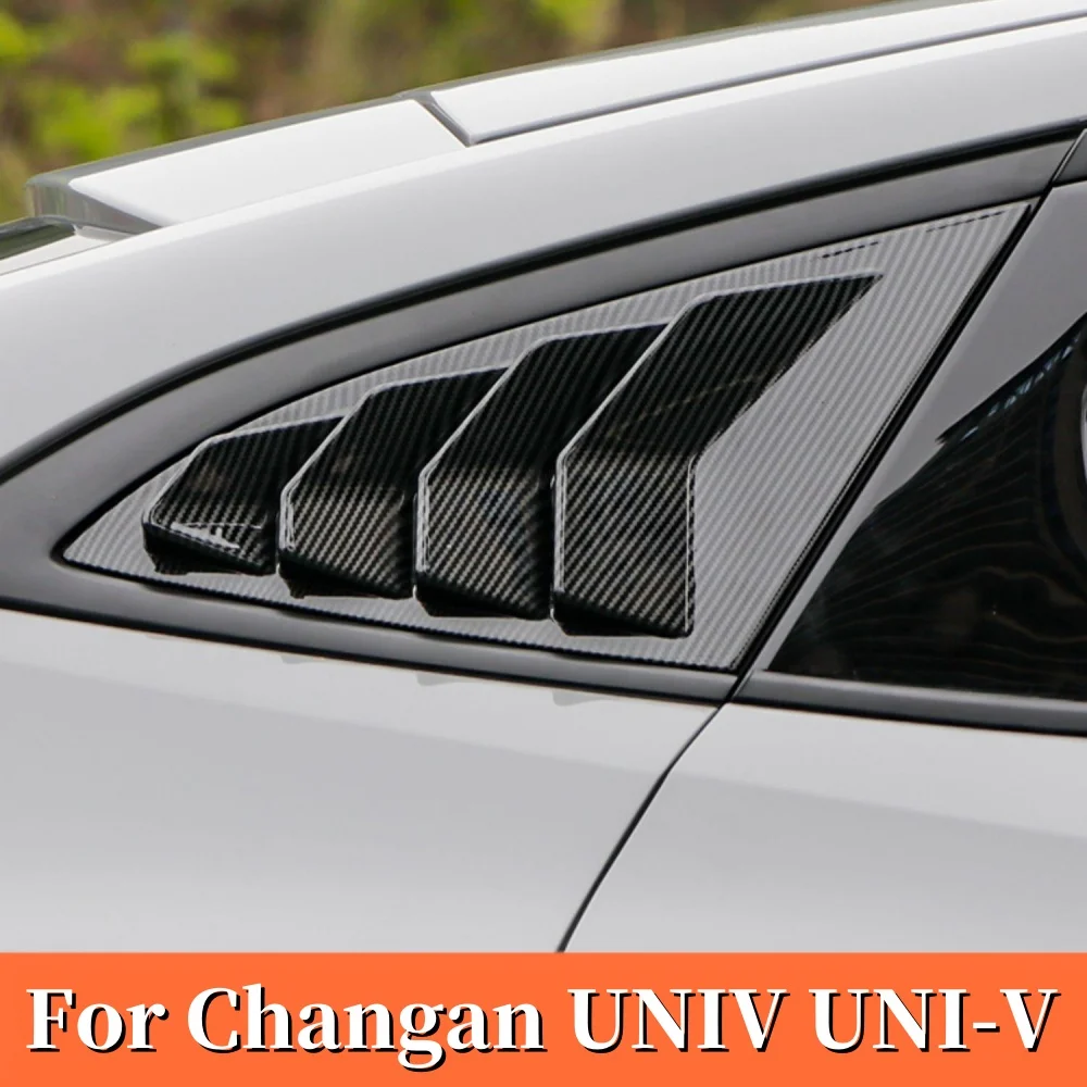 

For Changan UNIV UNI-V 2023-2024 Accessories ABS Carbon fiber Black Auto Rear Spoiler Wing Side Window Triangle Trim Cover Trim