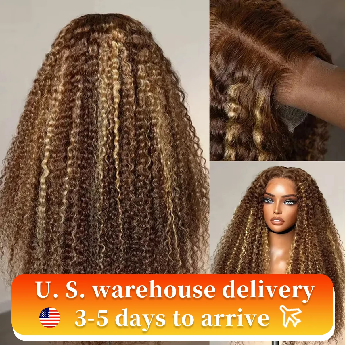 Loose Deep Wave Glueless  Wig Human Hair Ready To Wear 13x6 Lace Closure Curly Highlight Ombre 4/27 Preplucked Hairline Pre Cut