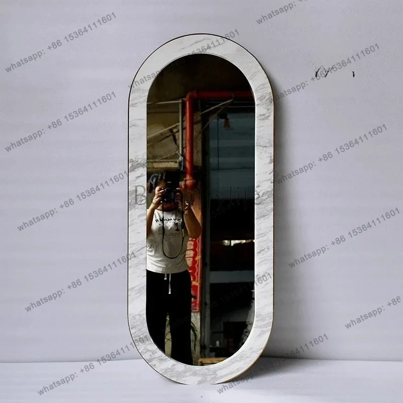 

Italian light luxury marble full-body mirror wall-mounted wall-attached full-length mirror home fitting floor