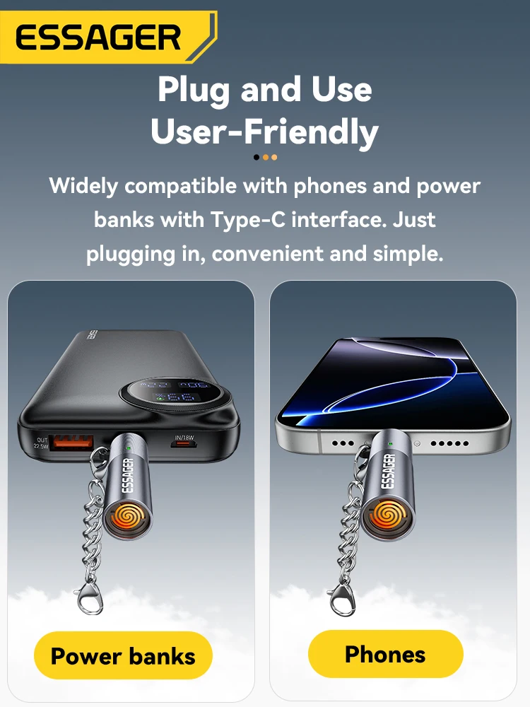 Essager Type C Interface Mini lighter Tungsten Wire Blowing Cigarette lighter Without Battery Can Be Carried On The Plane