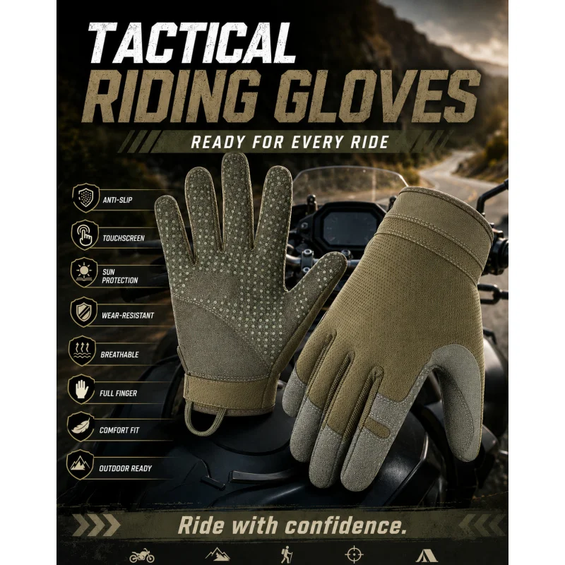 

Motorcycle Riding Gloves, Touchscreen Anti-Slip Outdoor Gloves