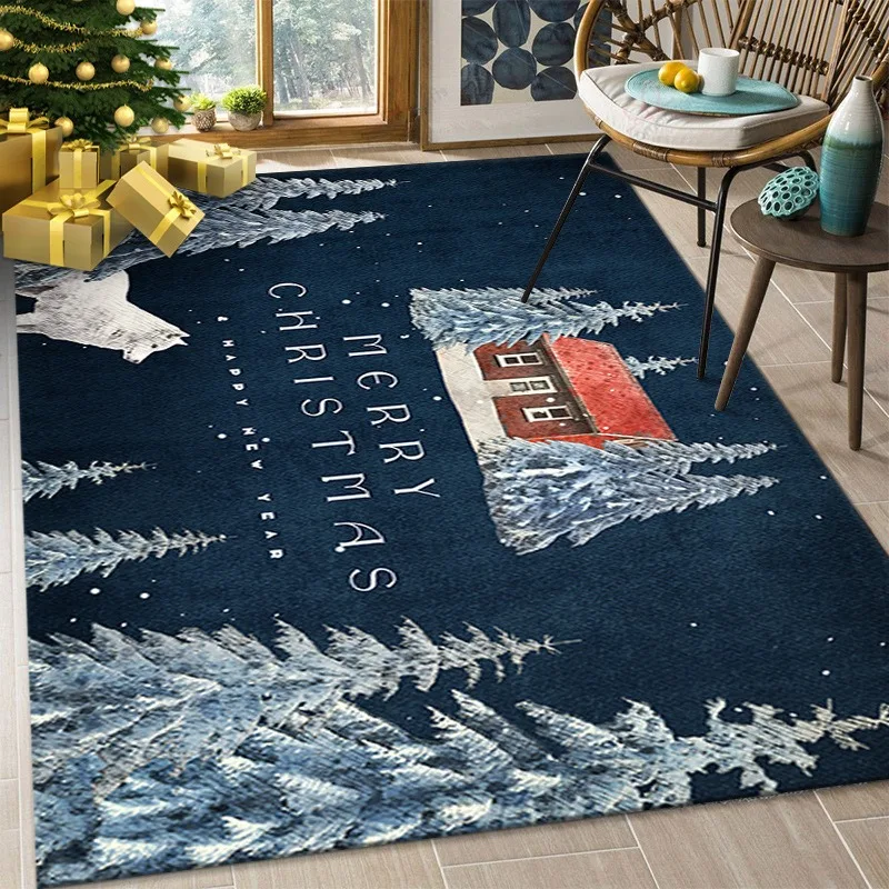 Christmas element Printing Doormat Non-Slip Entrance Rug Merry Christmas for Home Decor Living Room Doorway Indoor Outdoor Use