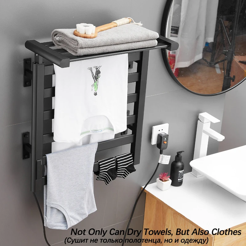 Double Heating Bathroom Towel Warmer.Temperature Control Timing Electric Towel Rack.Smart Digital Display Electric Towel Rail.