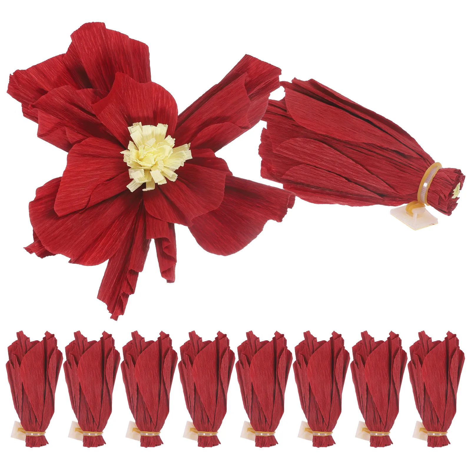 

10pcs Decorative Paper Flowers Bundle Durable For Birthday Wedding Party Home Wall Hanging Diy Craft Decoration Large Flower