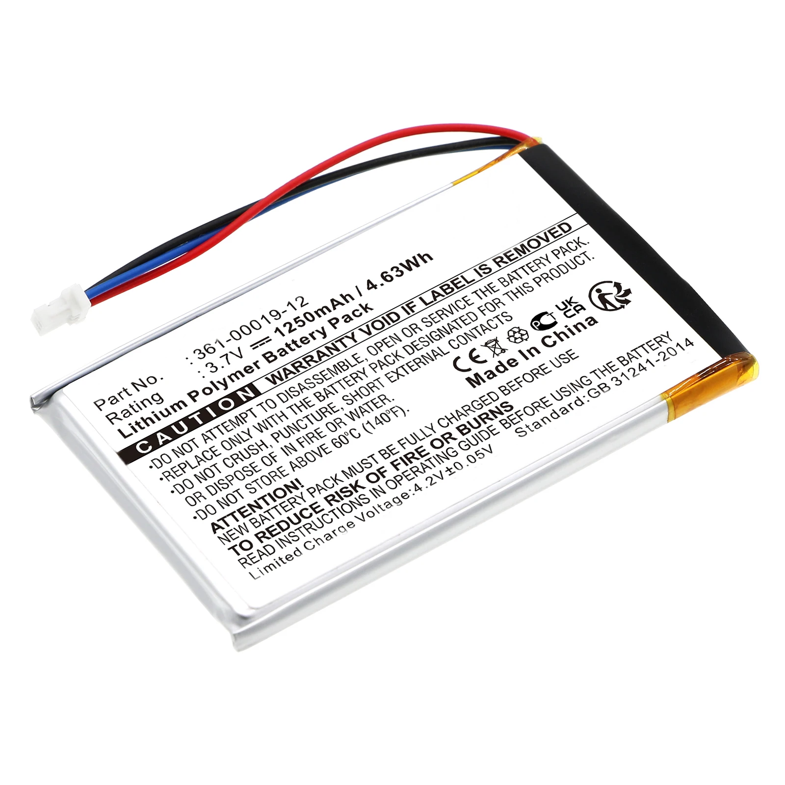 Replacement Battery for Garmin:0361-00019-12,010-00583-00,Edge 605,Edge 705,NUVI 465,Nuvi 750,Nuvi 755,Nuvi 755T,-1250mAh