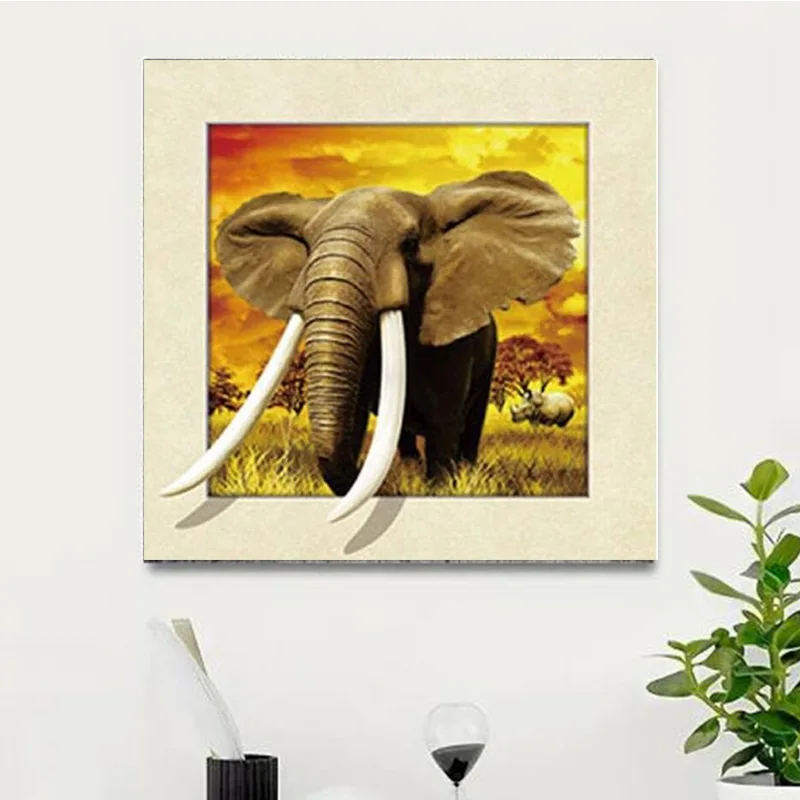 5D DIY Diamond Painting Elephant Artwork Home Wall Decoration Painting