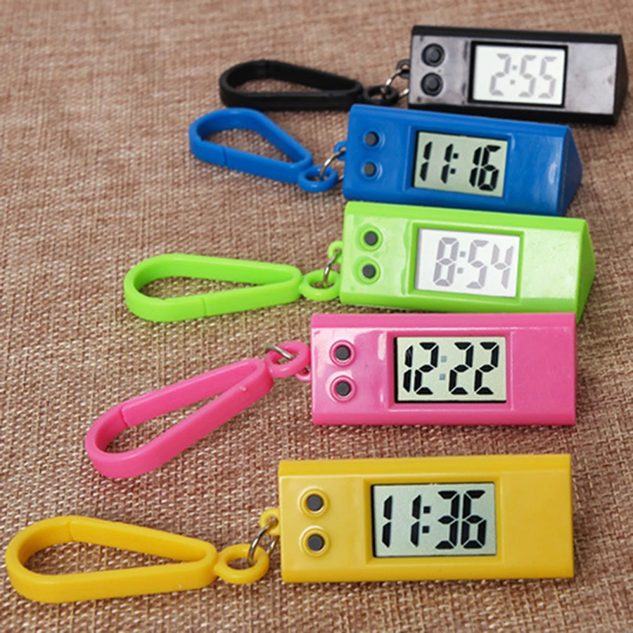 Luminous LED Keychain Pocket Watch for Children Silent LCD Digital Display Portable Student Exam Study Desktop Clock Man Woman