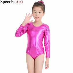 Children Shiny Metallic Cosplay Dance Top For Girl Kids Teens Team Dance Show Stage Costumes Ballerinas Gymnastics Clothing