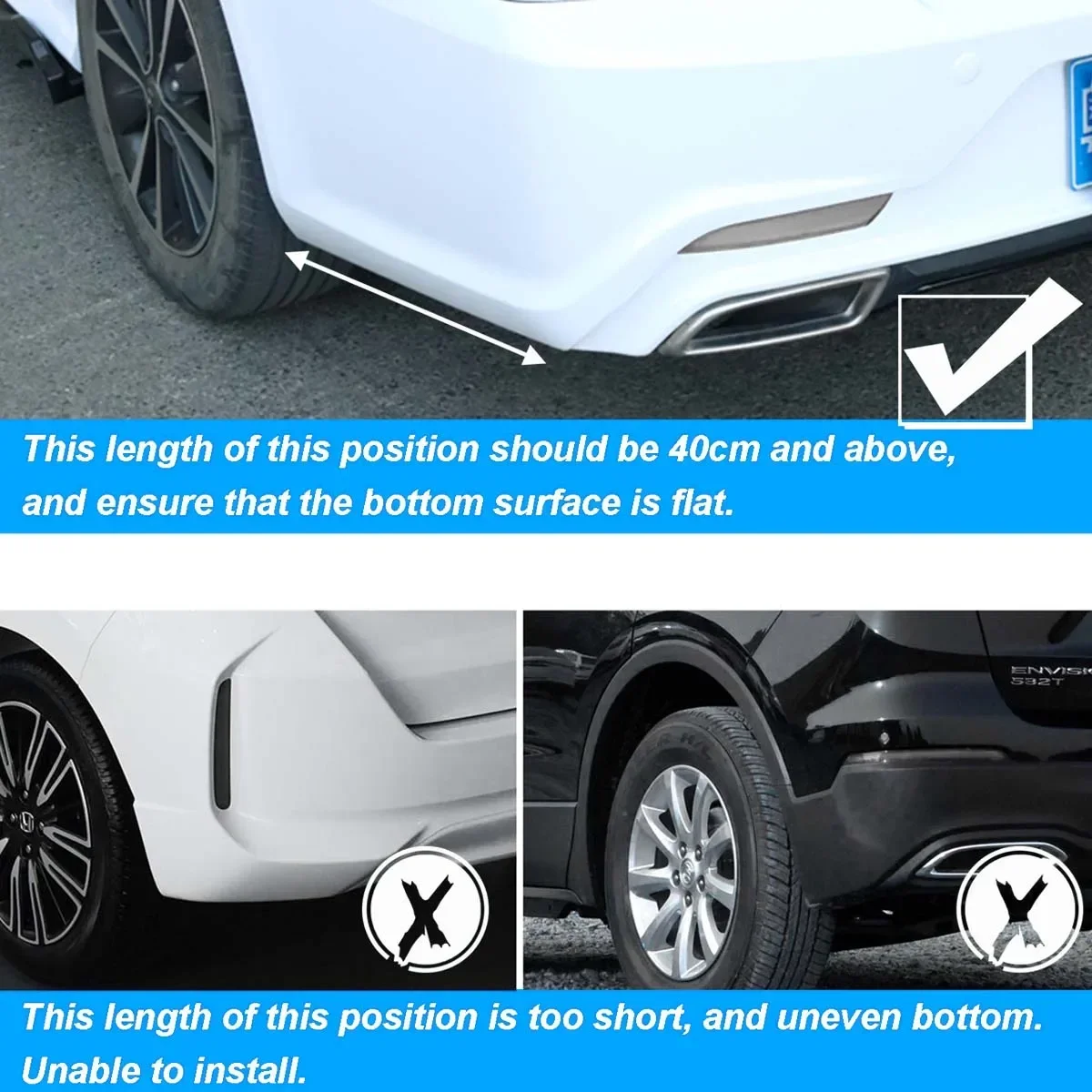 2PCS Rear Bumper Splitter Cover Universal For Ford Mustang 2008-2022 Side Spoiler Diffuser Canards Chin Car Accessories --40CM