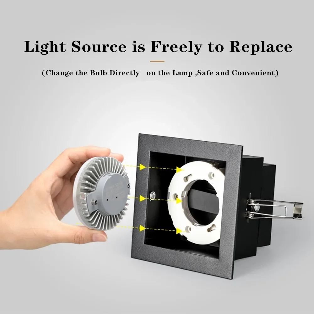 

Adjustble Square Recessed led Downlights 7W 9W 12W Replaceable GX5.3 Bulb Ceiling Lights for indoor Living Room Spot Lamps