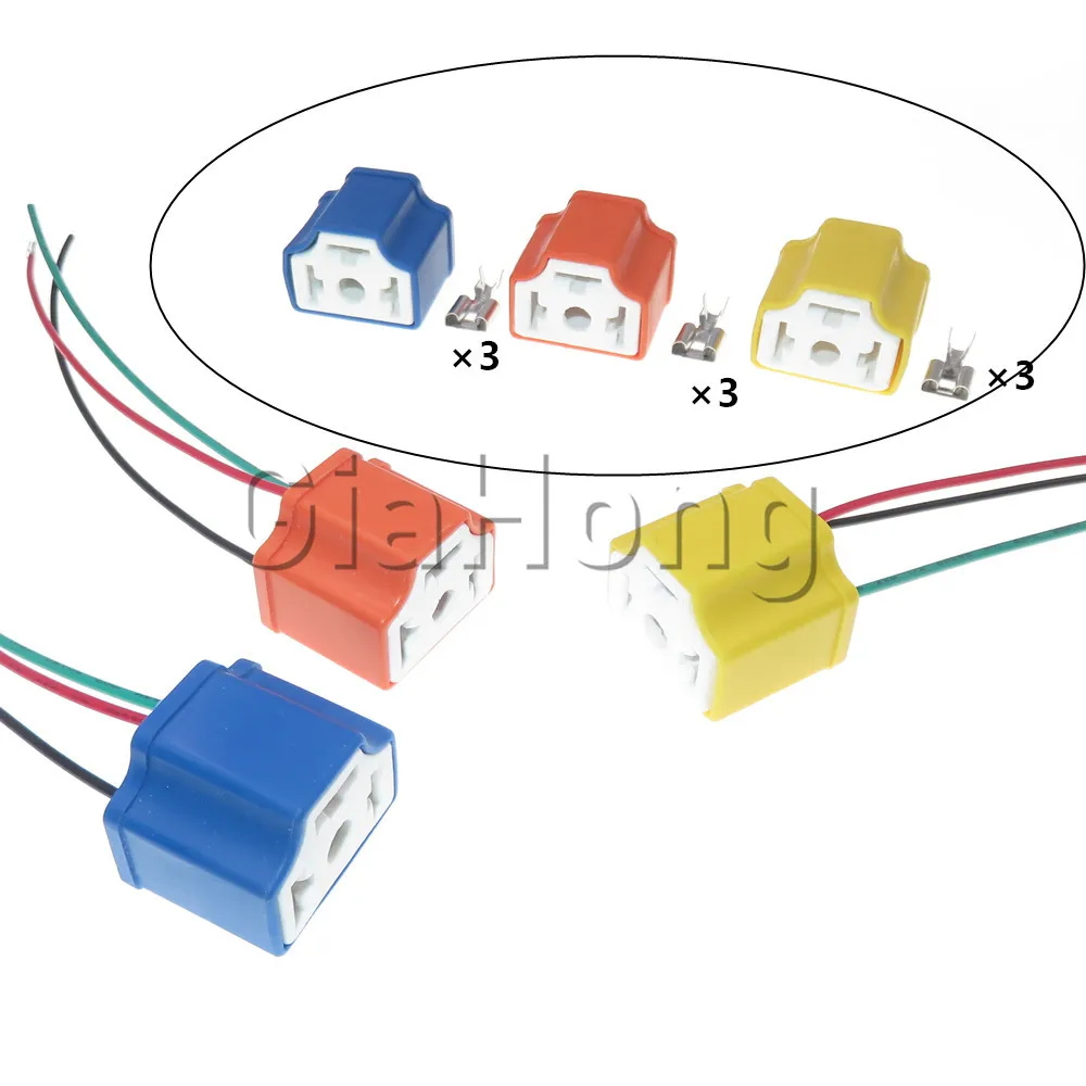 1 Set 3 Ways H4-2A AC Assembly Automobile Light Bulb Plug Car Large Current Ceramic Socket H4 Auto Relay Lamp Holder