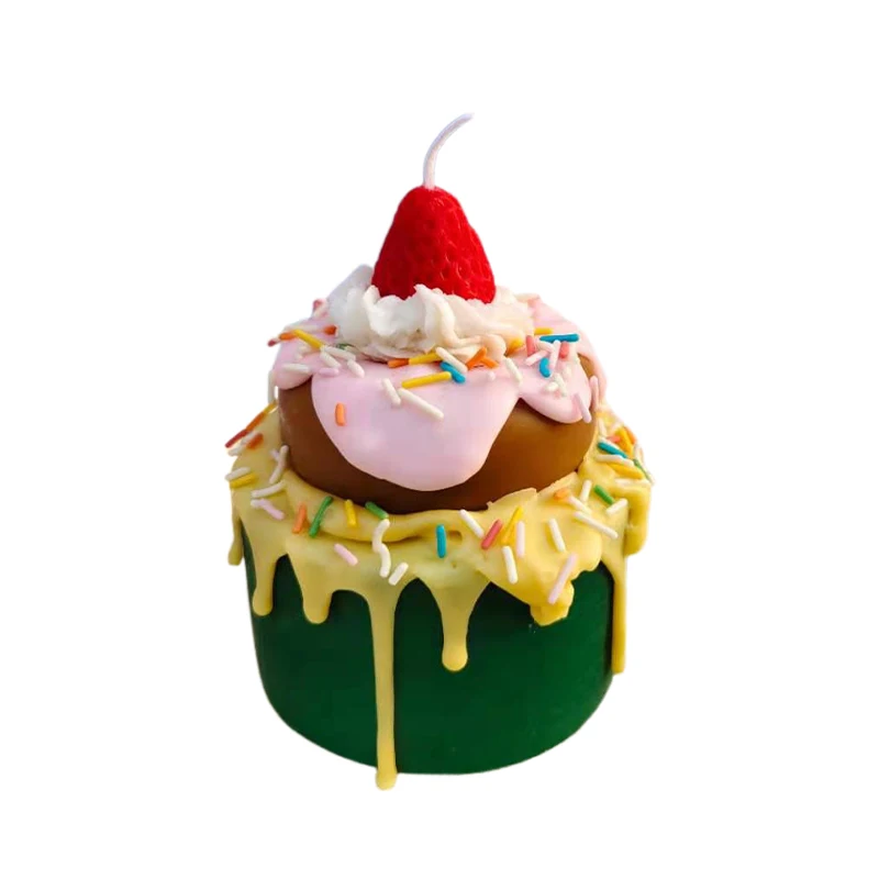 Handmade Color-Block Strawberry Cake Soybean Wax Ornament Cute Girly Birthday Gift Kitchen Dining Home Decor